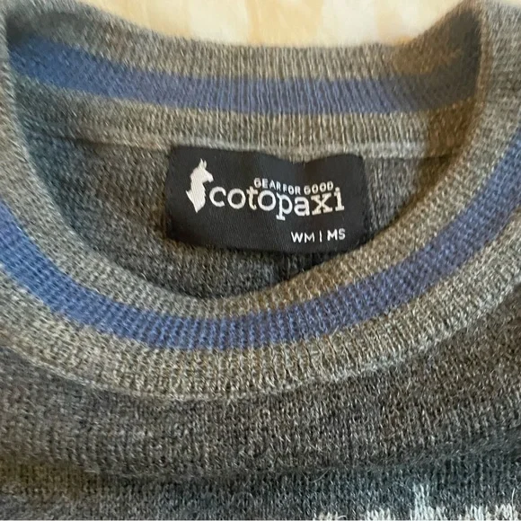 Cotopaxi Crew Neck Wool Gray and Blue Accent Men’s and Women’s Sweater - Picture 3 of 15